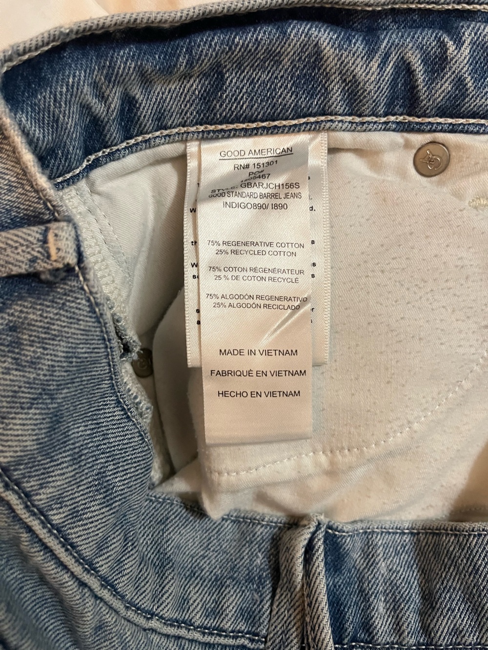 Good American Light Blue High-Rise Barrel Jeans - Picture 12 of 15